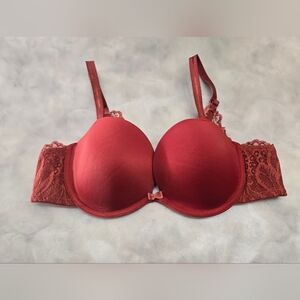 Auden Rust/Red Lace Plunge Coverage Lightly Lined Underwire T Shirt Bra Size 38B